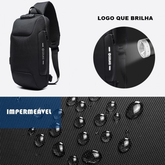 Mochila Antifurto USB Pesquena Transversal