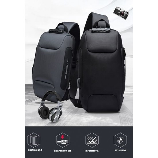 Mochila Antifurto USB Pesquena Transversal