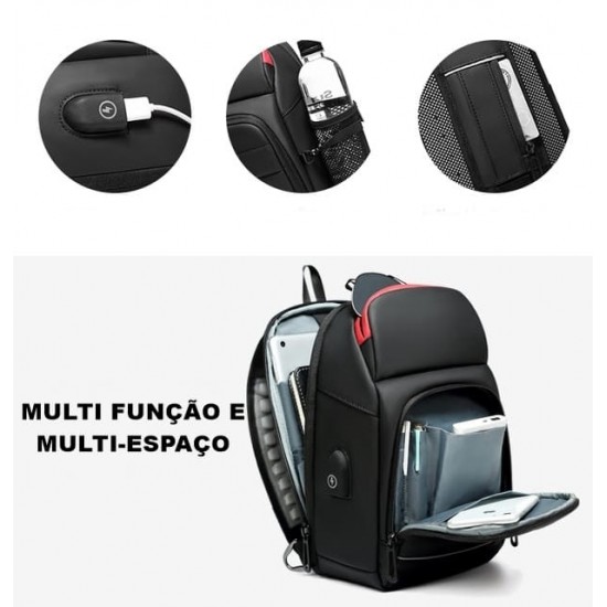 Mochila USB Masculina Transversal Artifurto