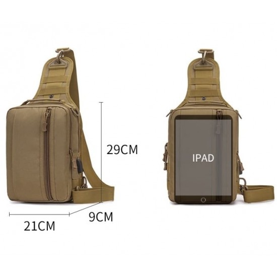 Mochila Transversal Tática USB